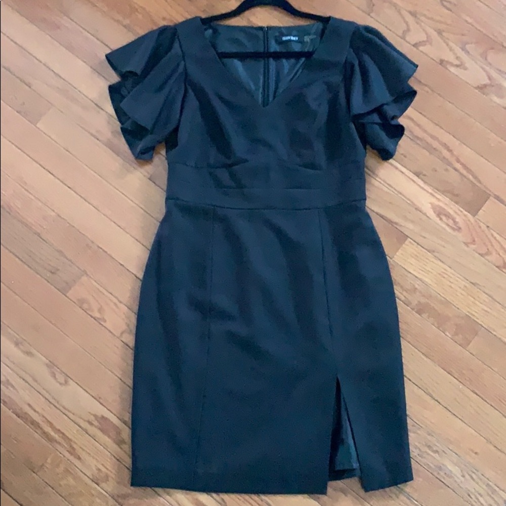 EUC black dress with flutter sleeves